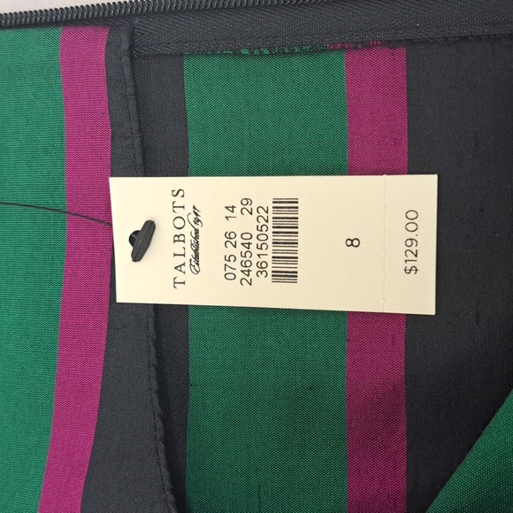 Talbots 100% Silk Black Label Sleeveless Striped Top Size 8 NWT - Picture 6 of 9